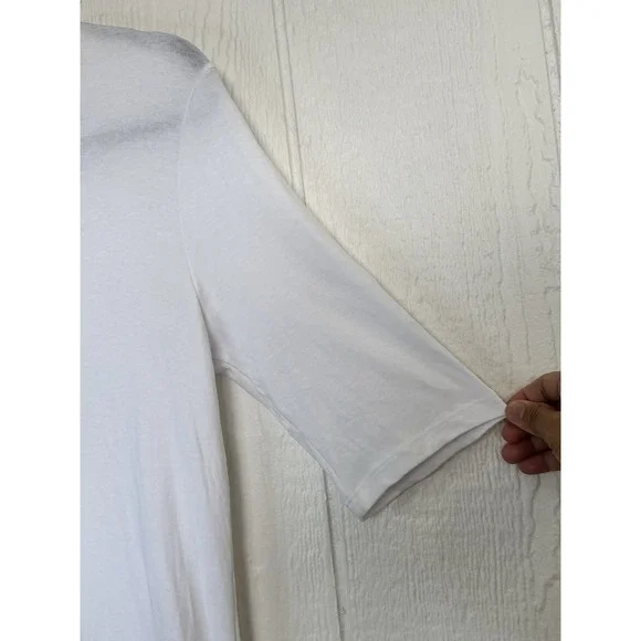 Jarbo White Size 42 Half Sleeve 95% Pima Cotton Crew Neck Woman's T Shirt - Picture 2 of 6